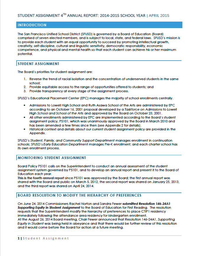 Analysis of Student Assignment Data - California Education Partners